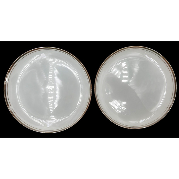 Royalton China Set of 2 Luncheon Plates 9.25" White Gold Trim Translucent - Picture 4 of 8